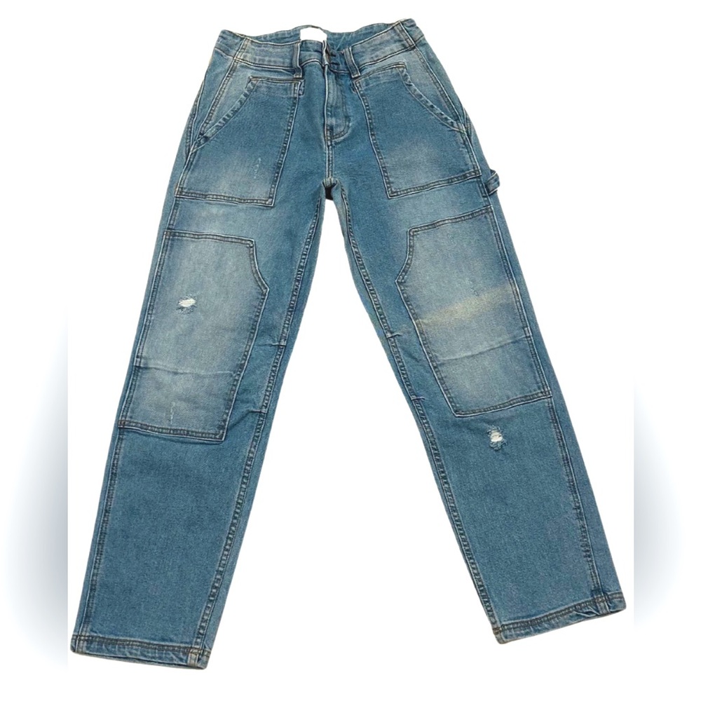DRIFTWOOD Cargo Straight Leg Jeans | Light Med Blue Wash | Size 27 | NWOT